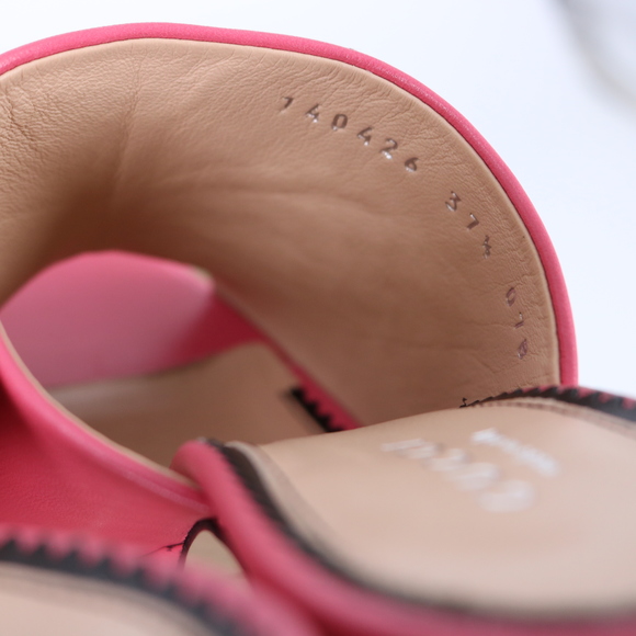 Gucci  37.5 Janaya Logo Studded pink GG Platform Heels Mules E800 - Picture 9 of 14